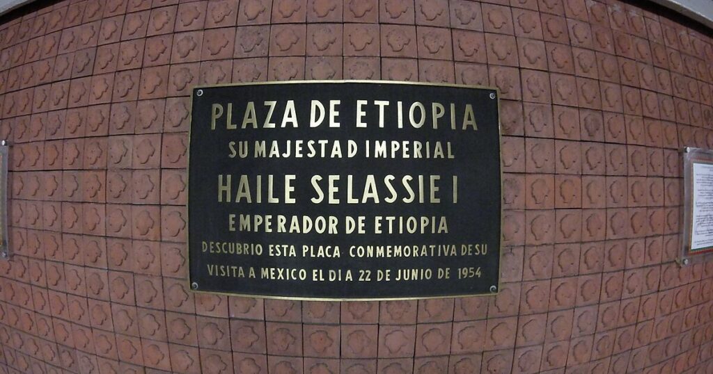 Metro station poster in Mexico city "Plaza De Ethiopia / Hailesilasie "