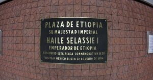Metro station poster in Mexico city "Plaza De Ethiopia / Hailesilasie "