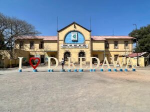 I love driredawa infront of the gate of Diredwa rail way station building