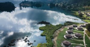 wenchi creater lake and negash lodge roof made of grass straw